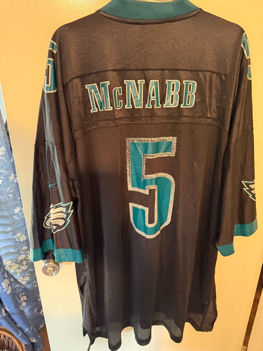 Reebok NFL Equipment Philadelphia Eagles #5 McNabb Black & Teal Football Jersey